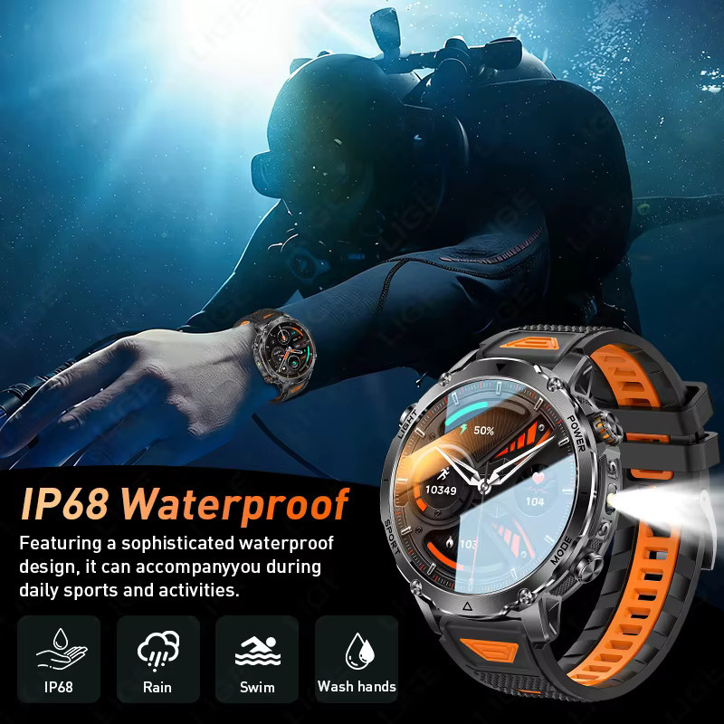 LIGE Herren Smartwatch in Schwarz mit 1,7 Zoll Bildschirm, Bluetooth-Anruf, Sprachassistent und IP68 Wasserdichtigkeit - Bild 5