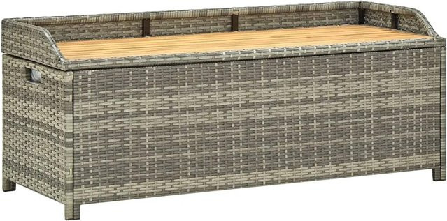 furnicato Gartenbank aus Poly Rattan und Akazienholz mit Stauraum in Grau - Bild 1