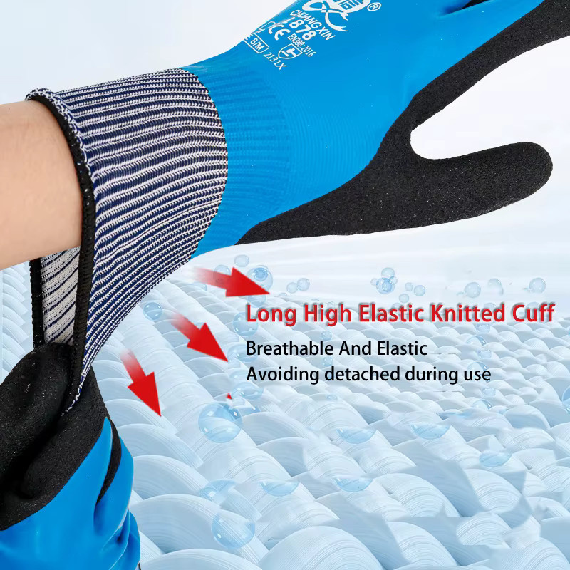 ELESESAFE Super Grip Arbeitshandschuhe mit Latexbeschichtung in Lila, Größe S, rutschfest und wasserdicht - Bild 3