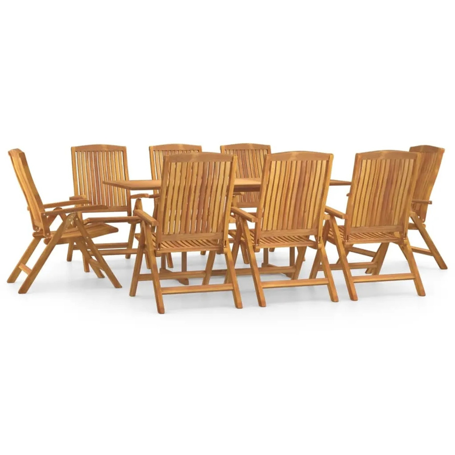 vidaXL 9-teilige Garten-Essgruppe aus Teak-Hartholz in Braun - Bild 2