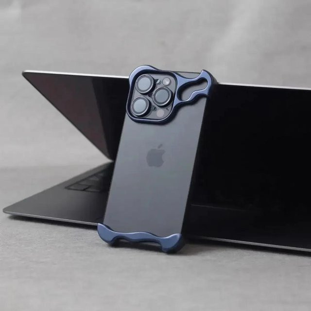 Rui Di Stoßfeste Handyhülle aus Aluminium mit Linsenschutz für iPhone 13 14 15 16 17 Pro Max Plus in Blau - Bild 1
