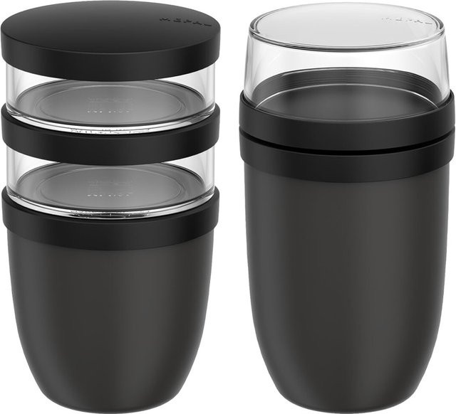 Mepal Lunchpot-Set XL Ellipse 2er Set Schwarz, 900 ml und 1050 ml, aus Kunststoff, auslaufsicher und spülmaschinenfest - Bild 1