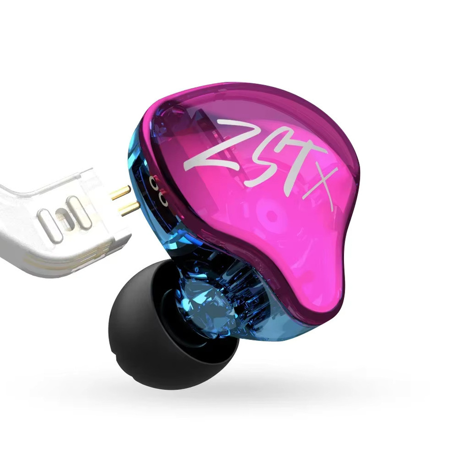 KZ ZSTX Hybrid-Treiber In-Ear-Kopfhörer mit Noise Cancelling und austauschbarem Kabel in Lila - Bild 2