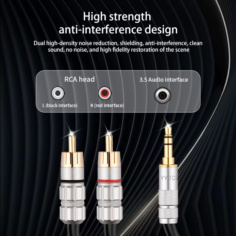 RUZUO Audio Kabel 3,5mm Klinke auf 2 RCA Stereo Aux Splitter für Verstärker und Heimkino, Schwarz - Bild 2