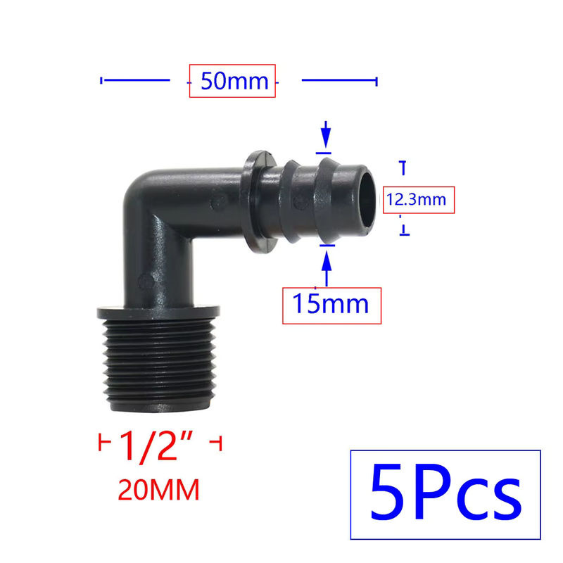 WHWH 5er Set Schlauchadapter mit Außengewinde und Schlauchtülle für PE-Schläuche, 1/2 Zoll und 3/4 Zoll, für Gartenbewässerung und Drip-Systeme - Bild 2