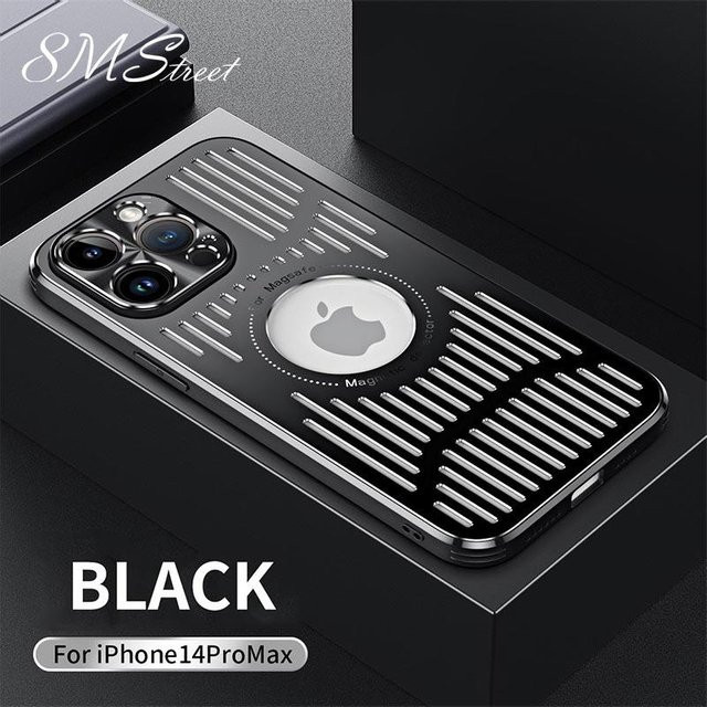 Stoßfeste magnetische kabellose Ladehülle aus Aluminiumlegierung für Apple iPhone in Schwarz - Bild 1