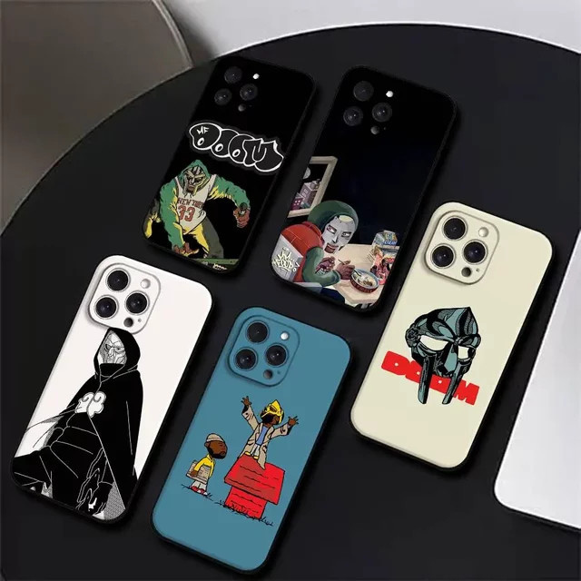 W-MFs-e-DOOMs-Rapper Handyhülle aus schwarzem Silikon für iPhone 11 bis iPhone 17 Modelle - Bild 1