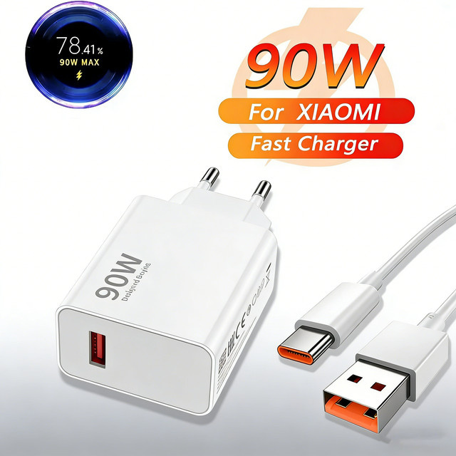 Xiaomi 90W USB-C Schnellladegerät mit 6A Typ-C Anschluss in Weiß für Xiaomi 15 Ultra 14 13 12 Pro Redmi Note und Poco X7 F7 Pro - Bild 1