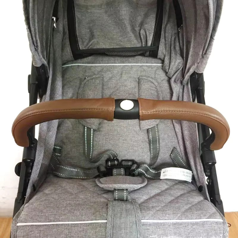 4er-Set Kinderwagen Griffschutz aus Leder für die Armlehne in Schwarz und Braun - Bild 3