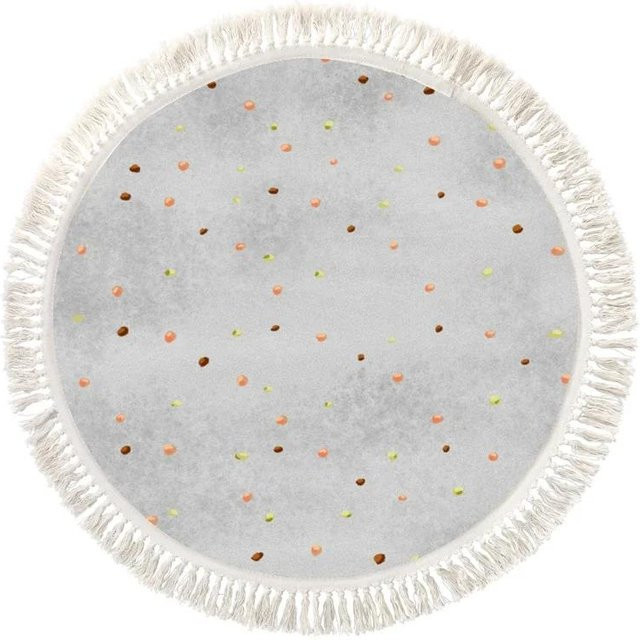 BC-Warm Home Rundes Kinderzimmer-Teppich mit Regenbogenmuster, Maschinenwaschbarer Flauschteppich aus Polyester, Durchmesser: 90 cm, Mehrfarbig - Bild 1