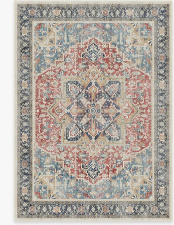 Waschbarer Teppich Lodestar mit persischem Vintage-Muster und geometrischem Design, Mehrfarbig, B/T: 140 x 60 cm, Höhe: 1 cm