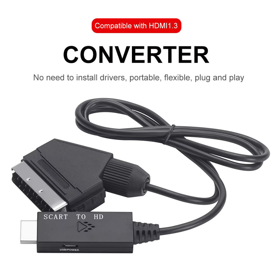 MOJOYCE Scart zu HDMI Video-Konverter Adapter in Schwarz mit Full HD 1080P Unterstützung und Micro-USB-Anschluss - Bild 5