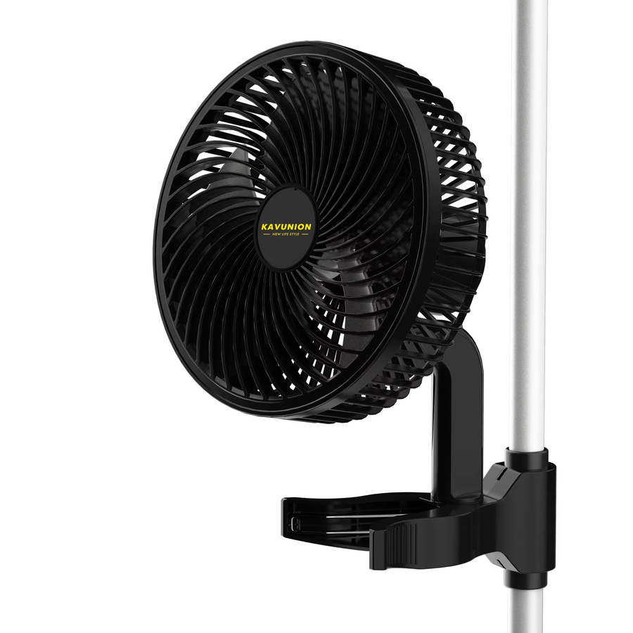 KAVUNION EC Geräuscharmer Clip-Ventilator in Schwarz mit Schwenkkopf für Luftzirkulation und Zeltaufstellung - Bild 5
