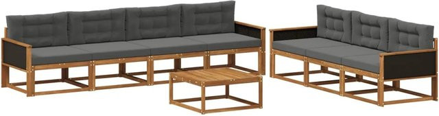 vidaXL Outdoor-Sofagarnitur aus Akazienholz mit 8-teiligem Set und Kissen in Natur und Anthrazit - Bild 1