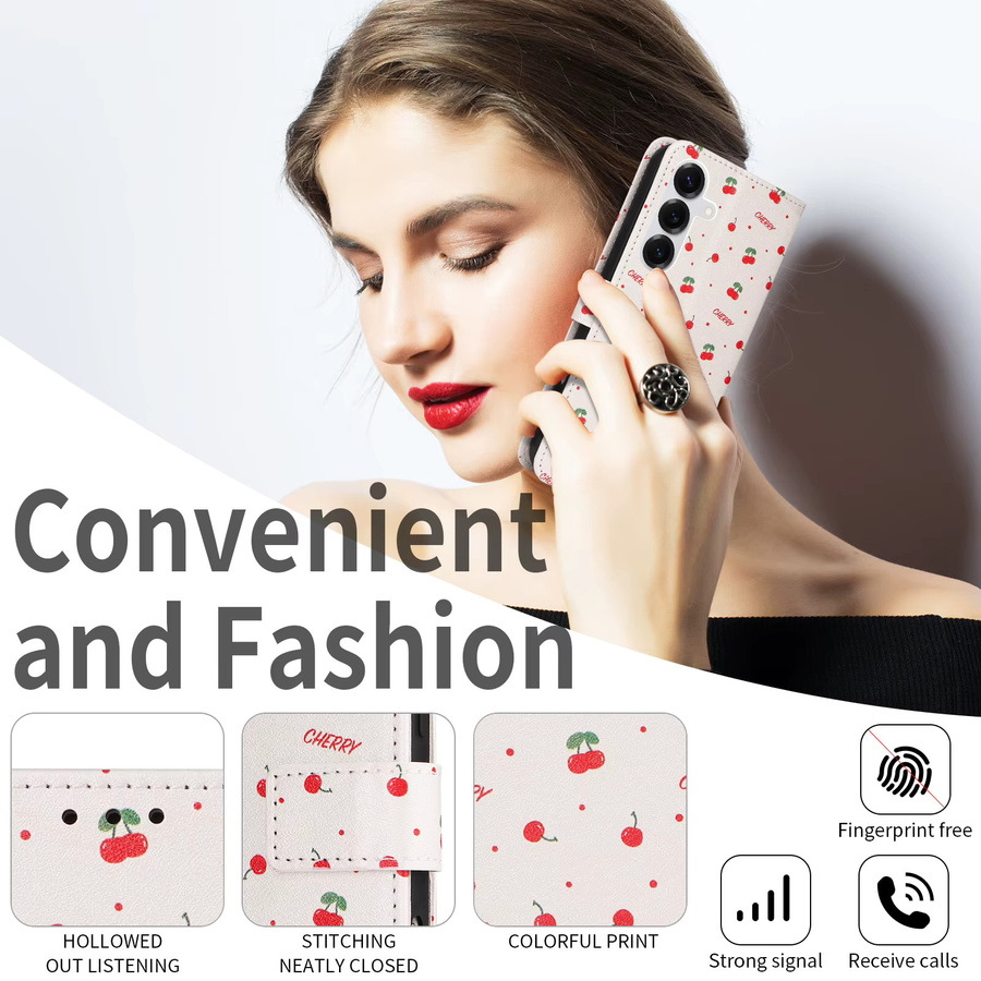 Flip Cover Kunstleder Schutzhülle im Brieftaschen-Stil für Samsung Galaxy S26 Ultra, S25, S24, S23, S22, S21Fe in Weiß - Bild 5