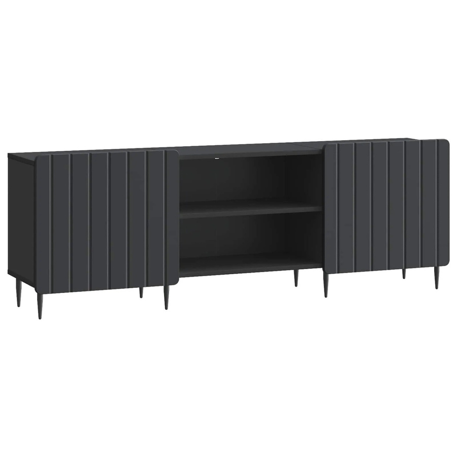 vidaXL TV-Schrank Modern Schwarz aus Holzwerkstoff B/T/H: 150 x 31 x 52 cm - Bild 2