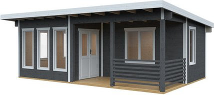 Skan Holz Gartenhaus Arnheim Log Cabin aus Nordischer Fichte mit Pultdach in Schiefergrau B/H/T: 720 x 539 x 444 cm - Bild 3