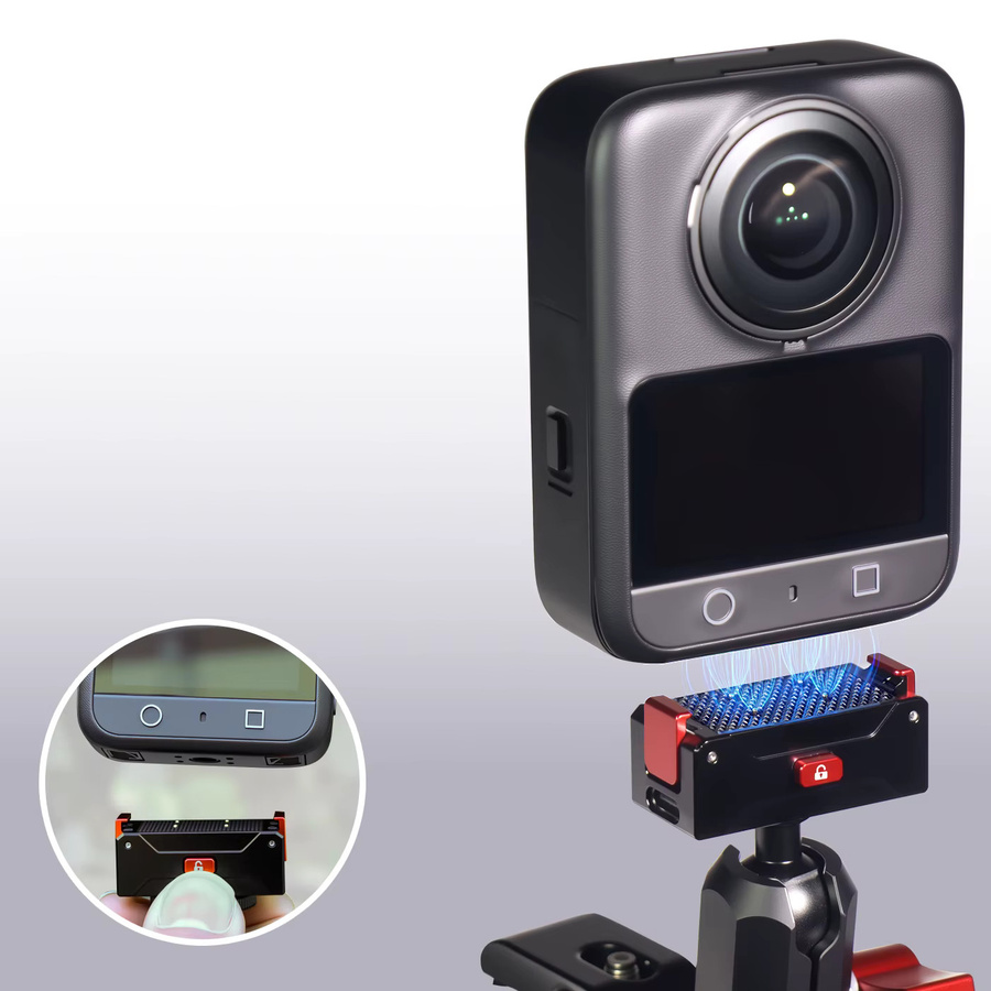 DJI Kugelkopfadapter mit Rotation und magnetischem Schnellverschluss in Schwarz, 17mm 1/4 Stativhalterung für Osmo 360 und Selfie-Stick Zubehör - Bild 4