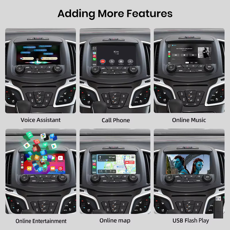 Junsun Wireless CarPlay und Android Auto Interface Adapter für Buick Regal Envision Verano, Cadillac SRX XTS ATS CTS, Opel Insignia Astra und Chevrolet Silverado 2014-2018 mit 8 Zoll Display - Bild 3