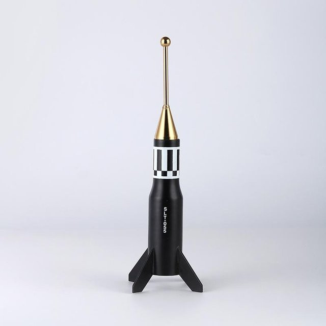 Luxus Rakete Luftfahrt Modell als dekoratives Licht-Ornament aus Metall in Schwarz - Bild 1