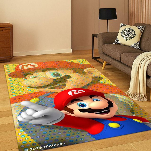 3D Super Mario Bros Kinder Teppich Rutschfest für Spielzimmer Wohnzimmer und Schlafzimmer, Multicolor, Breite: 40 cm, Länge: 60 cm - Bild 1
