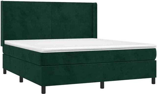 vidaXL Boxspringbett mit Matratze aus Samt in Dunkelgrün, Hybridbett mit Taschenfederkern, Breite: 160 cm, Tiefe: 200 cm, Höhe: 118 cm - Bild 1