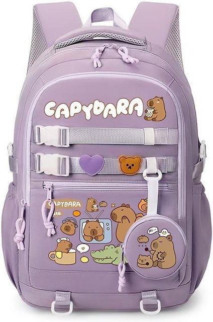 3-teiliges Schulrucksack-Set für Schüler in Lila aus Oxford-Stoff mit großem Fassungsvermögen inklusive Schultergurt und Federmäppchen - Bild 1