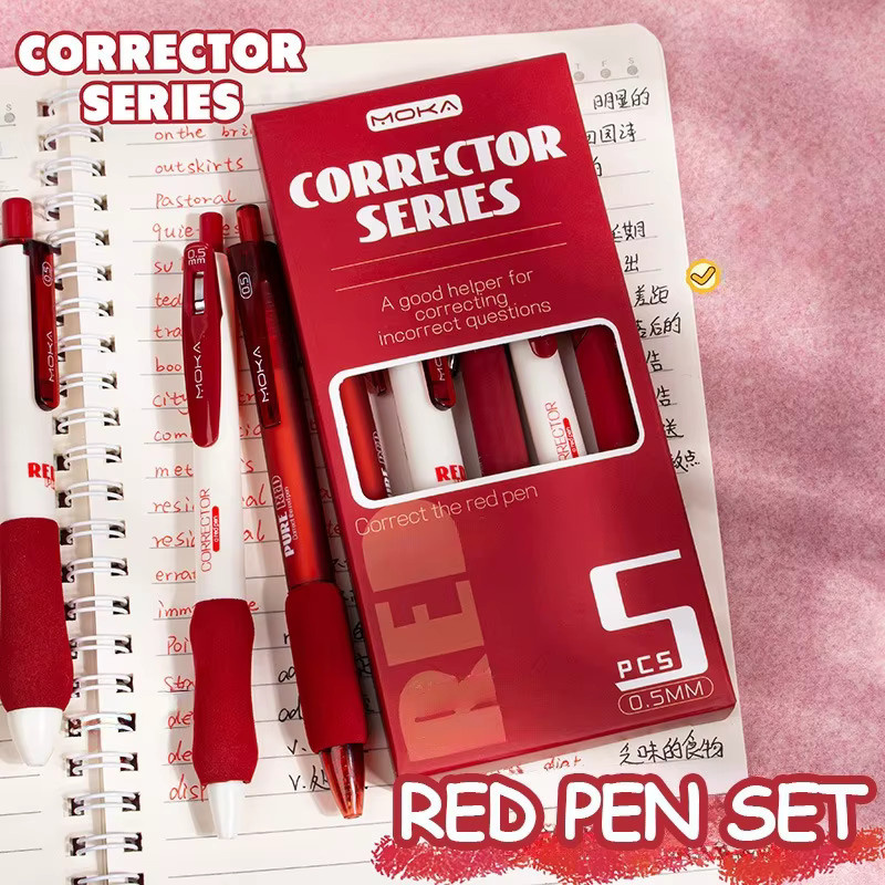 5 Stück rote Kugelschreiber mit 0,5 mm feiner Spitze und schnell trocknender Tinte für Schule und Büro - Bild 4