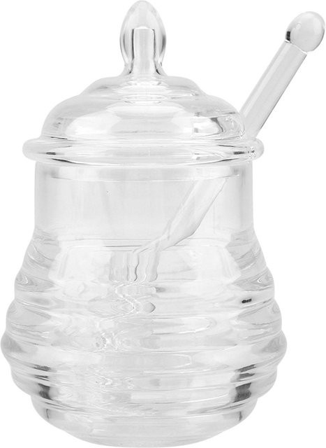 TOMTOP JMS Honigglas in Bienenkorb-Form mit Tropfstab, Transparent, 245 ml - Bild 1