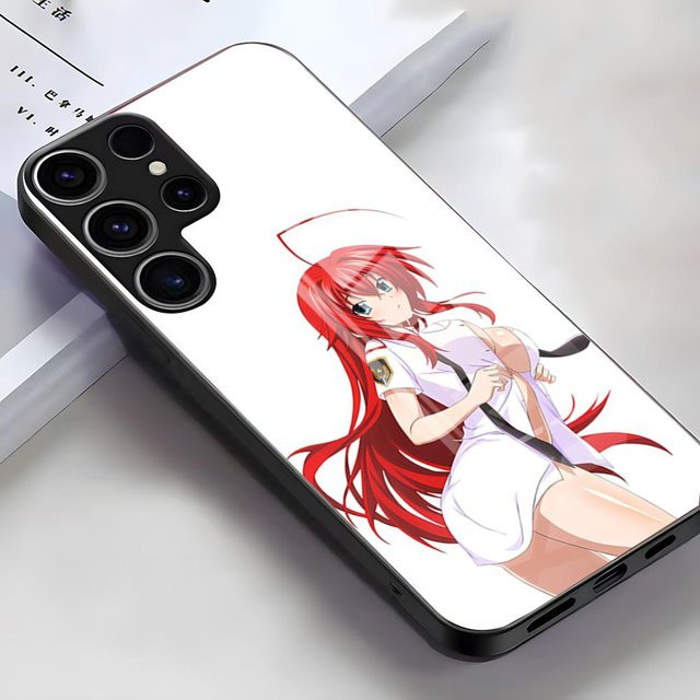 High School DxD Hero Handyhülle mit Glasabdeckung für Samsung Galaxy S26 S25 S24 S23 S22 S21 S20 Ultra Plus FE A54 A53 A25 in Weiß - Bild 1