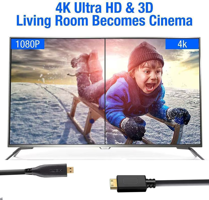 HDmatters Bidirektionales Micro-HDMI-auf-Mini-HDMI-Kabel in Schwarz für 4K 60Hz, kompatibel mit GoPro Hero, Raspberry Pi und Retroid Pocket - Bild 4