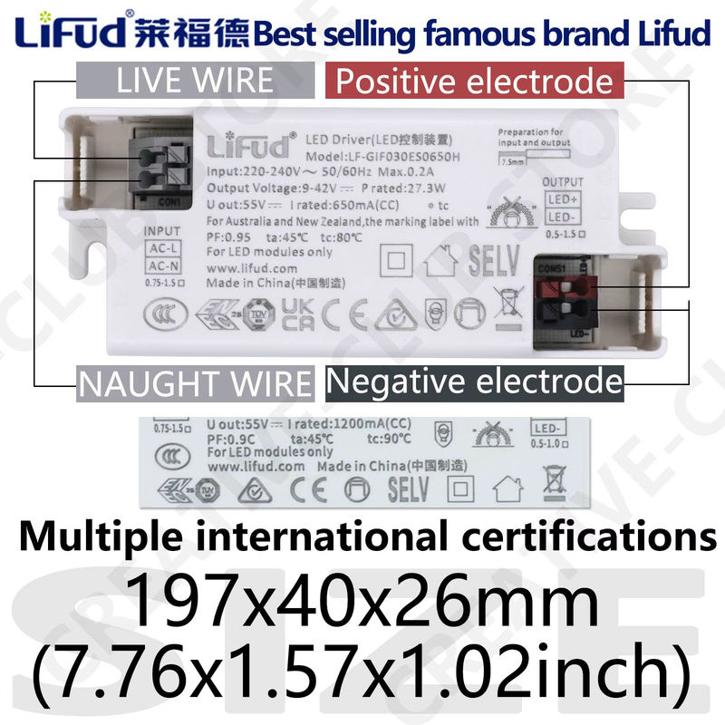 Lifud LED-Treiber LF-GIF030ES0 in Weiß, 25,2 W bis 39,9 W, 600 mA-950 mA, DC 9–42 V Beleuchtungstransformator - Bild 3