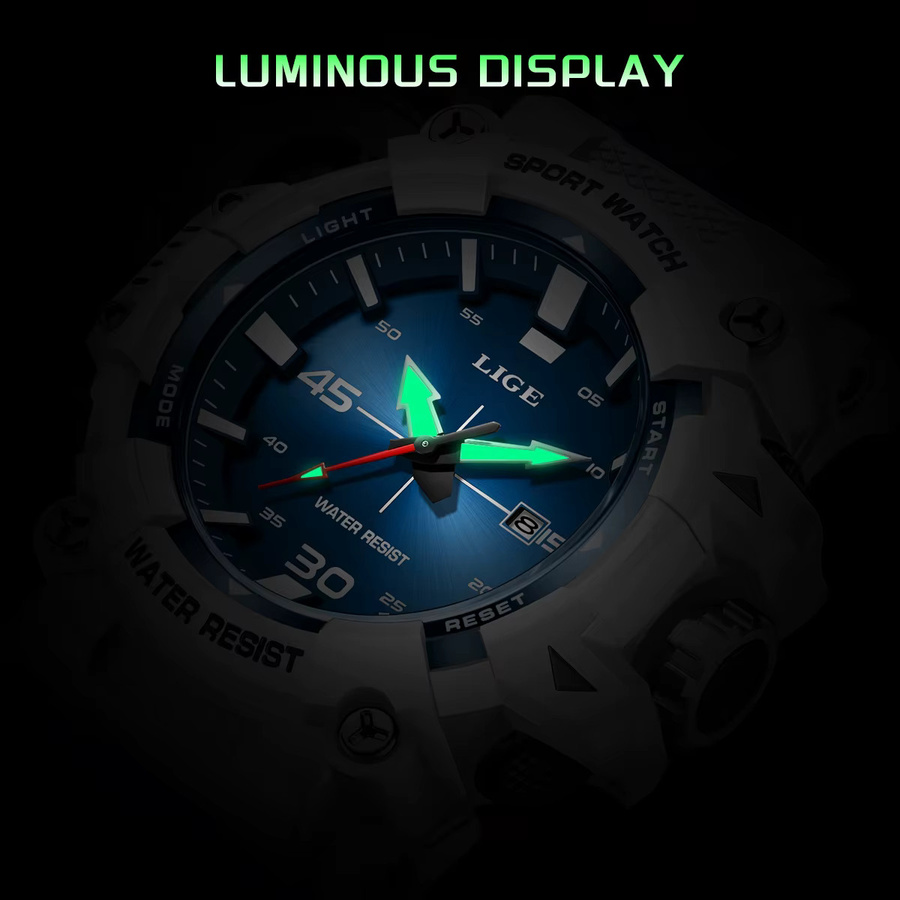 LIGE Armbanduhr Quarz, Silikon, Blau, Herren - Bild 4