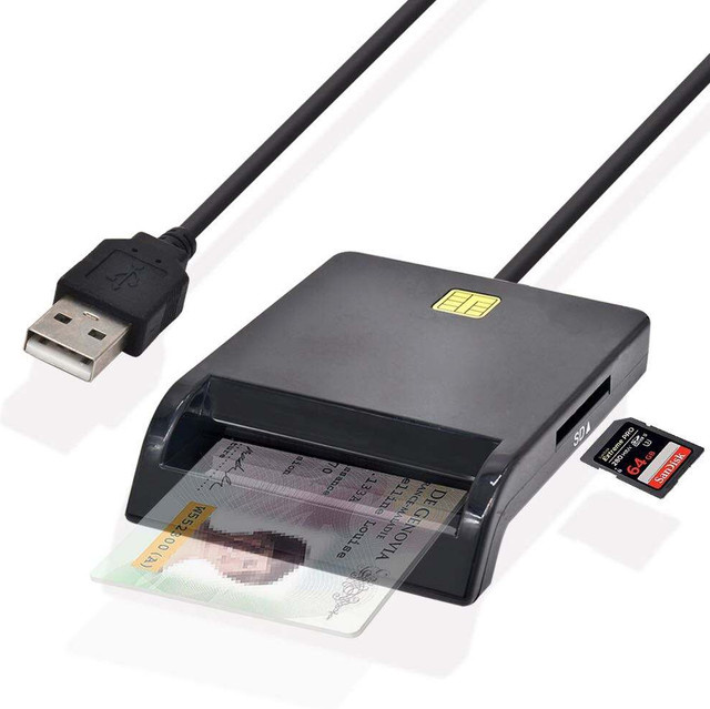 UTHAI X02 USB Smart Card Reader für IC/ID EMV SD TF MMC in Schwarz mit USB-A Anschluss kompatibel mit Windows und Linux - Bild 1