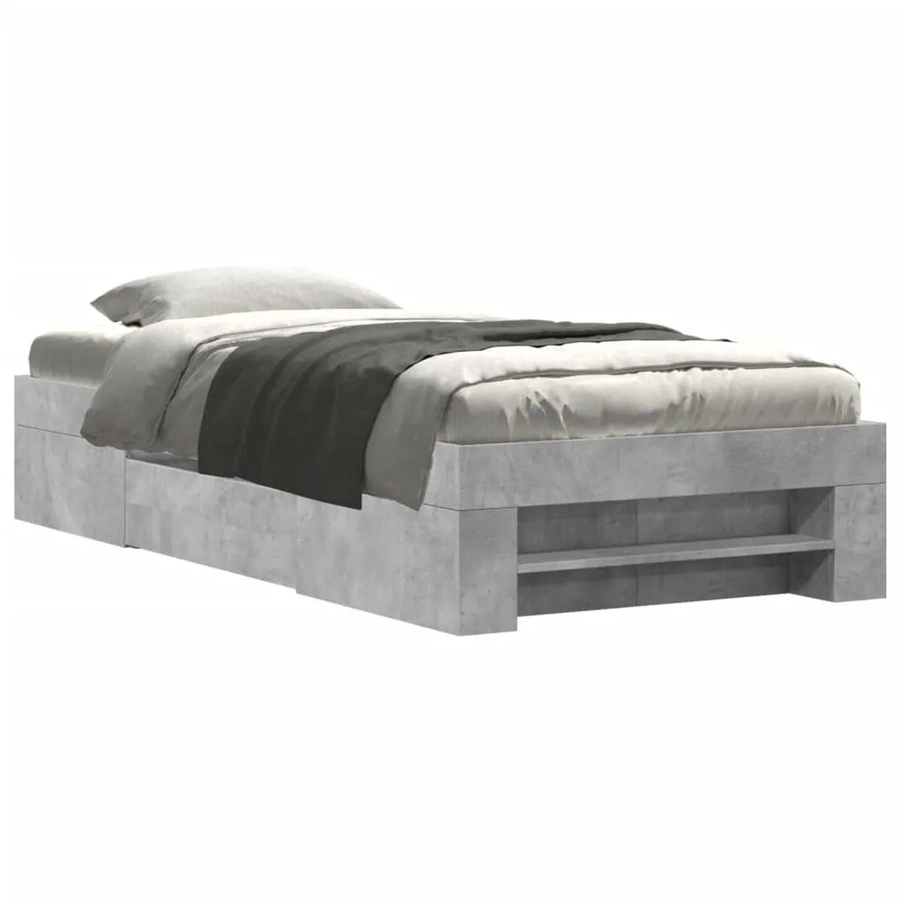 vidaXL Bettgestell mit Schubladen in Betongrau aus Holzwerkstoff, B/T/H: 75 x 190 cm - Bild 2