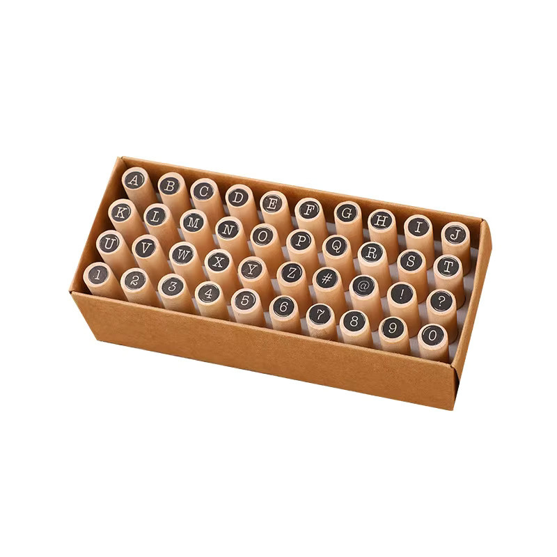 40 Stück Holz-Siegelstempel Set mit englischen Buchstaben für DIY-Dekoration und Tagebuchgestaltung in Schwarz und Mehrfarbig - Bild 3