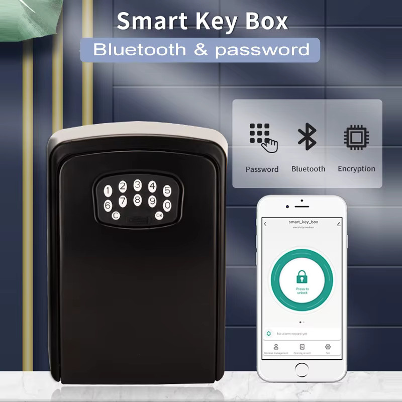 TUYA Smart Safe mit Fingerabdruck und Passwort, Bluetooth-Schlüsselkasten zur Wandmontage mit Smart Life App, Schwarz, B/T/H: 11,5 x 8,0 x 0 cm - Bild 2