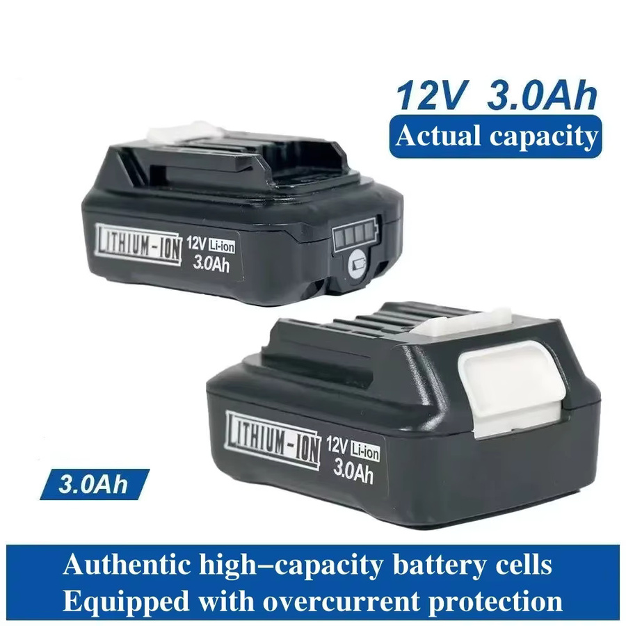Makita Lithium-Ionen-Akku 12V 3,0Ah für Elektrowerkzeuge, Farbe: Schwarz, kompatibel mit BL1021B BL1041B BL1016 BL1015 BL104 und DF331D - Bild 3
