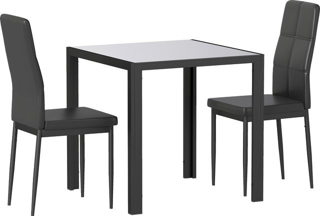 Aosom Esszimmergruppe Modern mit Esstisch aus Glas und 4 Stühlen in Schwarz - Bild 1