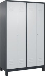 C+P PSA Doppel-Spind Classic PLUS mit 4 Abteilen, Füße, Zylinderschloss, Grau/Anthrazit/Schwarz, H x B x T: 195 x 120 x 50 cm - Bild 1
