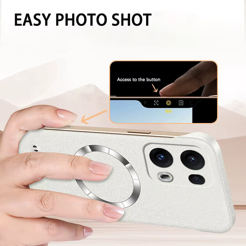 Magnetische rahmenlose Sand Rock Matte Hülle für Oppo Reno 6 8 9 13 14 Find X3 Lite Neo X5 X6 X7 X8 X9 Ultra Pro Hard Cover in Grün - Bild 2