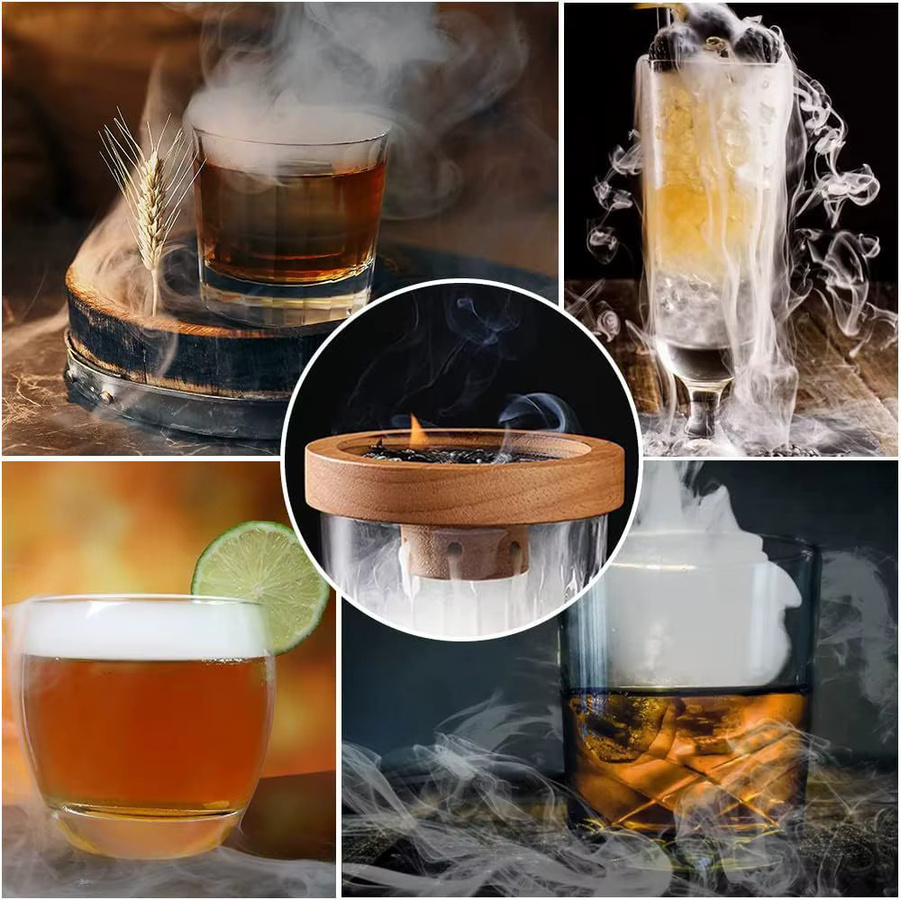 Smoking Master Cocktail-Räucher-Set mit 4 natürlichen Geschmacksrichtungen und Holzspäne-Ei in Braun für Bourbon Whiskey und Old Fashioned Getränke - Bild 6