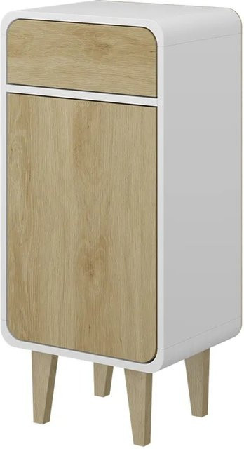 Vicco Midischrank Arla in Weiß und Eiche mit Türen und Schubladen, B: 40 cm, H: 81 cm - Bild 1