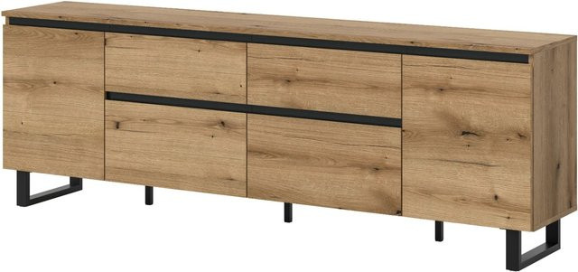 Inn.Furn TV-Lowboard Gelia in Eiche und Schwarz, B/T/H: 188 x 36 x 65 cm - Bild 1