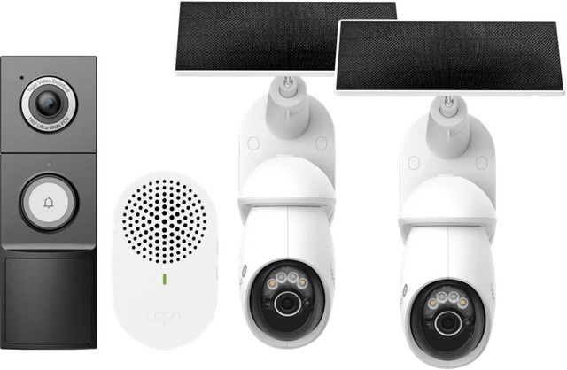 TP-Link Tapo C660 Solar Kit Doppelpack mit D235 Smart Battery und Wired Doorbell, Weiß, Wi-Fi - Bild 1