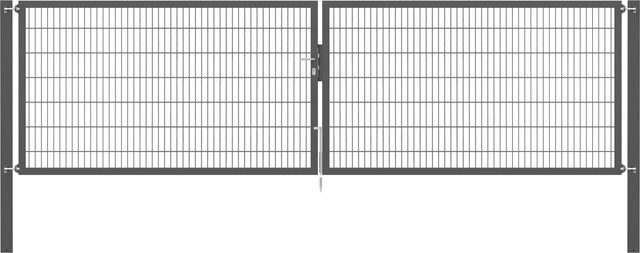 Doppeltor Flexo Plus in Anthrazit mit Pfosten aus Stahl, Breite: 500 cm, Höhe: 140 cm, Pfosten: 100 x 100 cm - Bild 1
