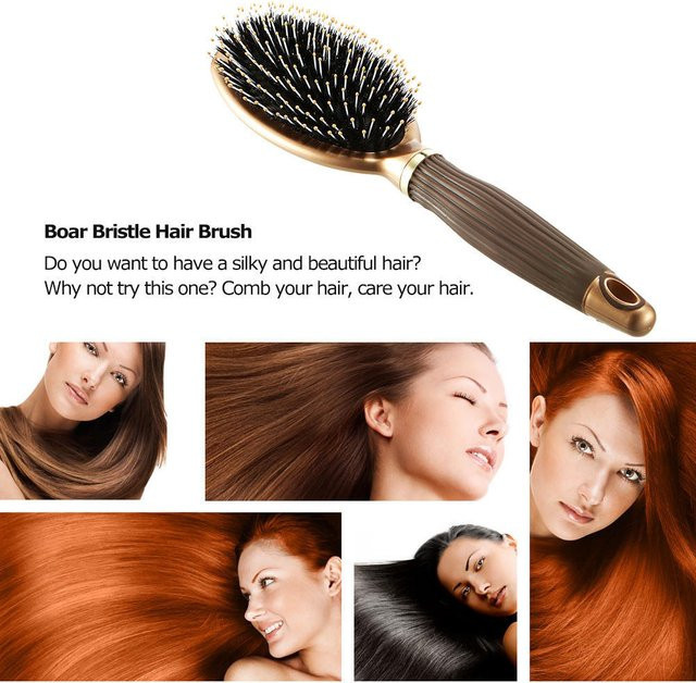 Beautyyy Haarbürste mit Wildschweinborsten, Schwarz, Unisex - Bild 1