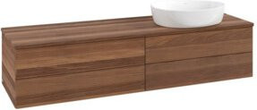 V&B Waschtischunterschrank Antao mit Frontstruktur und Beleuchtung in Warm Walnut, B: 160 cm, T: 50 cm - Bild 1