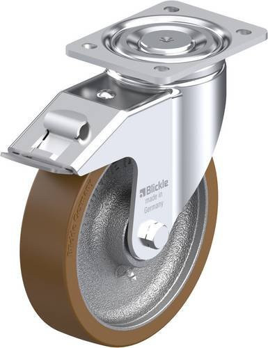 Blickle Lenkrolle LH-GB 200K-FI mit Feststeller in Silber und Braun, Rad-Durchmesser: 20 cm, Tragfähigkeit: 900 kg - Bild 1