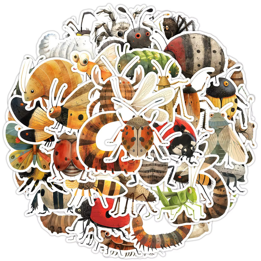 50 Stück Insekten-Graffiti-Aufkleber aus wasserfestem PVC in Multicolour für Handyhüllen, Wasserbecher und Skateboards von BulingBulingStickers Store - Bild 2